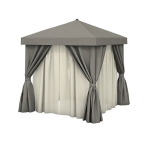 Aluminum Cabana, 10' Square w/ Fabric Curtains, Sheer Curtain Rods & Vent_copy_2